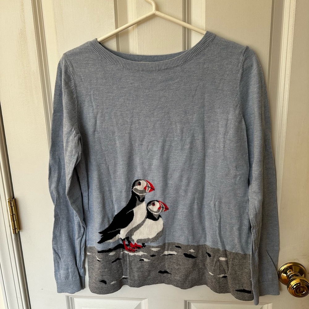 Talbots Light Blue Puffin Sweater